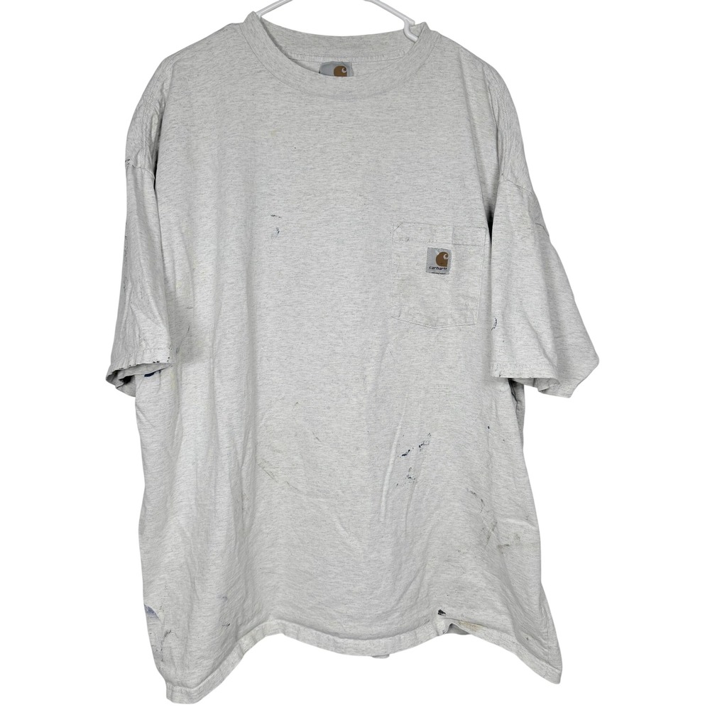 Carhartt Mens Vintage Pocket T-Shirt 2XL Gray Single Stitch Grunge Thrashed USA